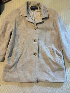Vintage Towne by London Fog Oatmeal Beige Wool Blend Peacoat Jacket XL